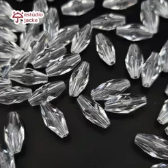 Arroz Sextavado Passante 7x15mm em Acrilico - Cristal Transparente | Pedraria para Artesanato, Bijuterias e Decoração