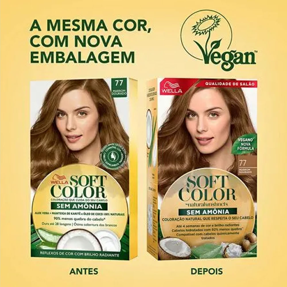 Detalhes do Kit Tintura Soft Color Marrom Dourado 77 Soft Color
