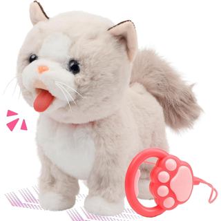 Brinquedo De Pelúcia De Gato Musical Falante Interativo Elétrico Walking Kitty De 12 " Com Trela De Controle Remoto Meow