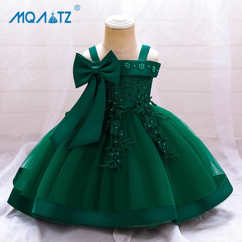 Vestido de Cerimônia de Flores MQATZ para Primeiro Aniversário de Menina, Batizado, Festa de Princesa, Um Ombro, 0-3 Ano