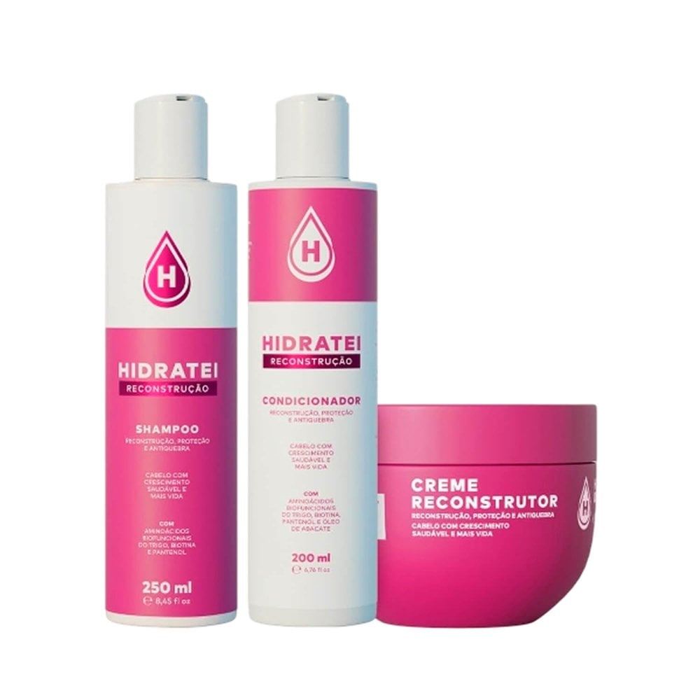 Kit Hidratei Reconstrução Shampoo, Condicionador e Máscara 250ml em Oferta na Shopee