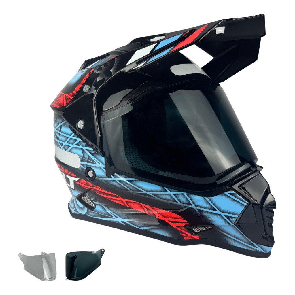 Capacete Helt Cross Vision Glass Aventure + Viseira Fumê