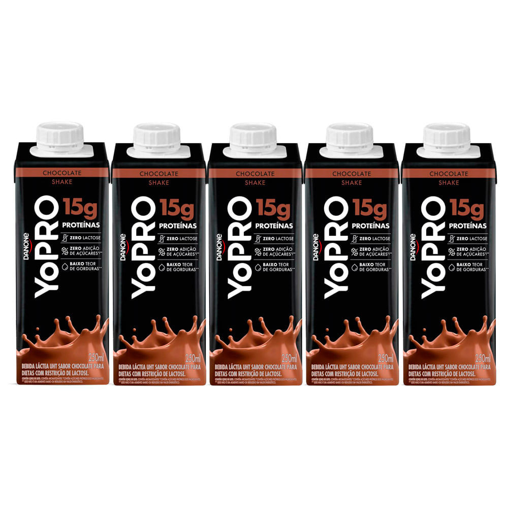 Kit 5 YoPRO Bebida Láctea UHT Chocolate 15g de proteínas 250ml em Oferta na Shopee