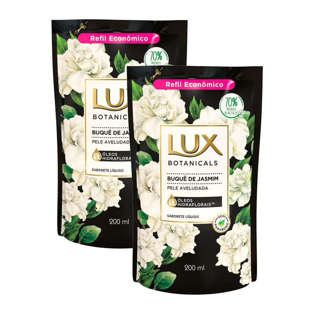 Kit 2 Sabonete Líquido Lux Botanicals Buquê de Jasmim Refil 200ml em Oferta na Shopee