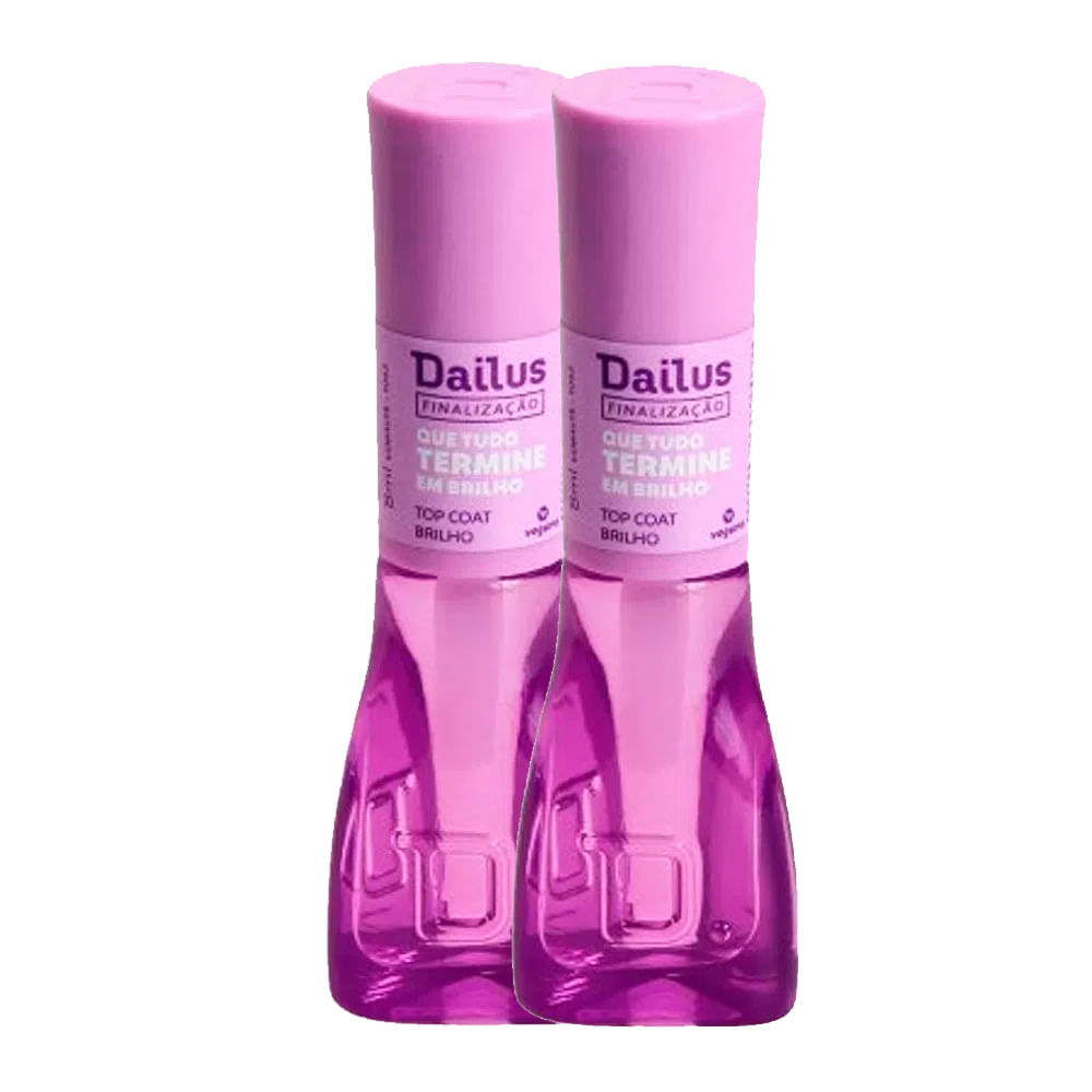 Kit 2 Top Coat Brilho Dailus Que Tudo Termine em Brilho 8ml em Oferta na Shopee