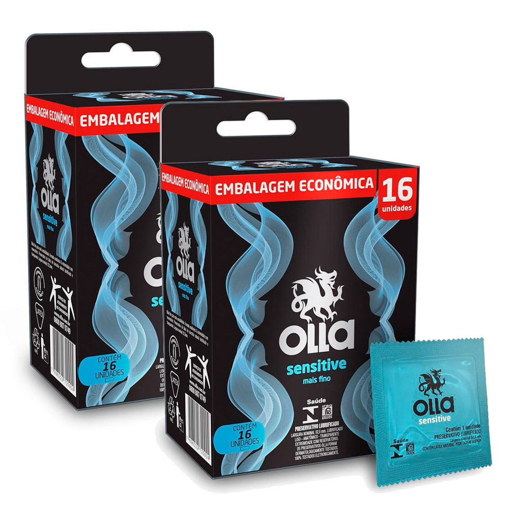 Kit 2 Camisinha Olla Sensitive 16 Unidades em Oferta na Shopee