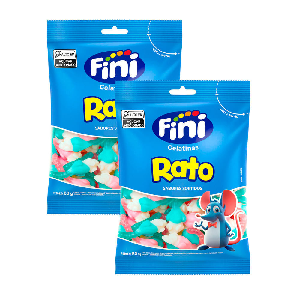 Kit 2 Balas Fini Gelatinas Rato Sabores Sortidos 80g