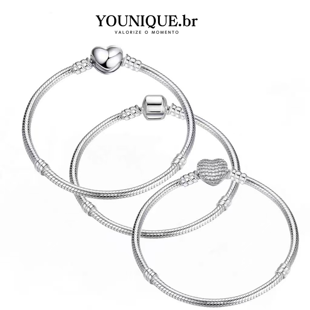 Conjunto de 3 peças pulseiras com pingentes banhadas a prata de 925 Simples e elegante joia hipoalergênica para mulheres