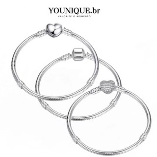 Conjunto de 3 peças pulseiras com pingentes banhadas a prata de 925 Simples e elegante joia hipoalergênica para mulheres