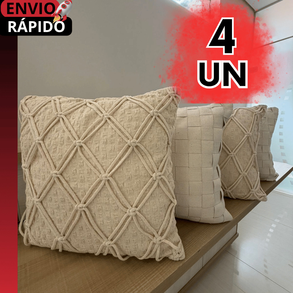 KITS DE ALMOFADAS LINHO DECORATIVA 45X45 PREMIUM ARTESANAL 100% ALGODÃO SOFÁS CAMAS TOTAL BOHO CHIC. em Oferta na Shopee