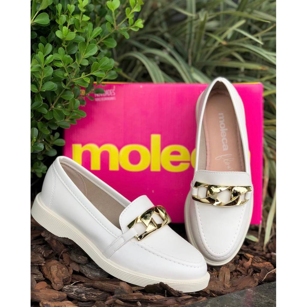 Sapato Feminino Mocassim Moleca Corrente Conforto Original em Oferta na Shopee