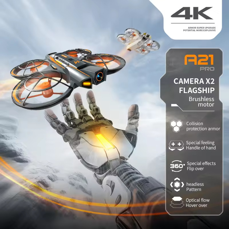 Mini Drone GT3 D1 Pro Câmera Dupla 180⁰ Sensor Evita Obstáculos Sensor Fluxo Óptico Estável Led Manobra 360⁰ Wifi FPV HD — imagem 2 de 2
