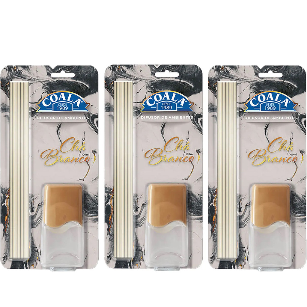 KIT C/3 DIFUSOR DE AROMAS COALA CHÁ BRANCO 100ML em Oferta na Shopee