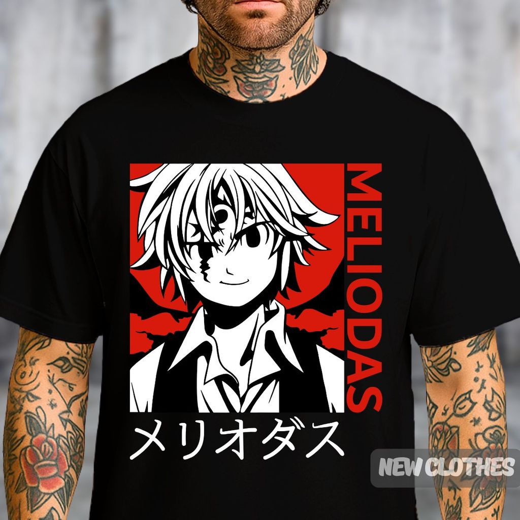 Camiseta Meliodas Nanatsu No Taizai Streetwear Anime Ira Do Dragão Otaku Sete Pecados Capitais