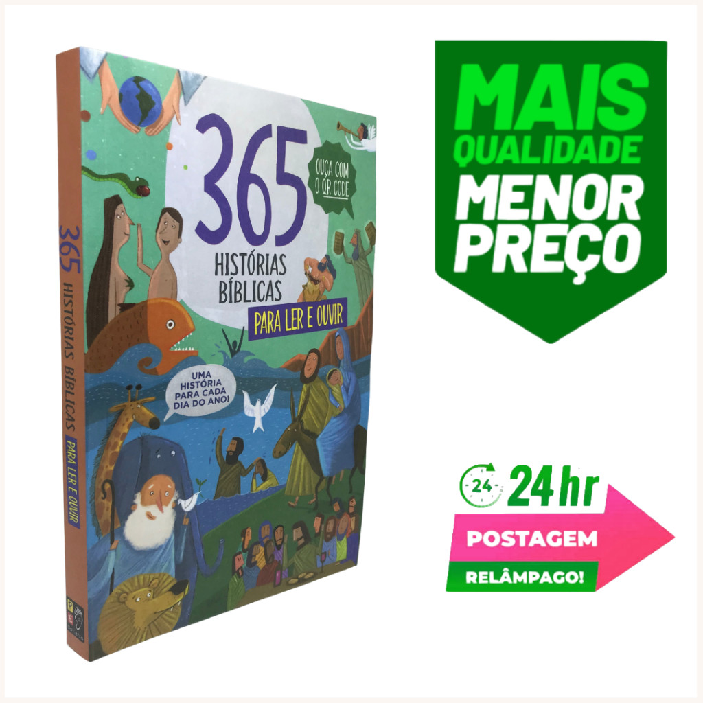 Livro Infantil 365 Histórias Bíblicas Para Ler E Ouvir Áudio - Com QR Code
