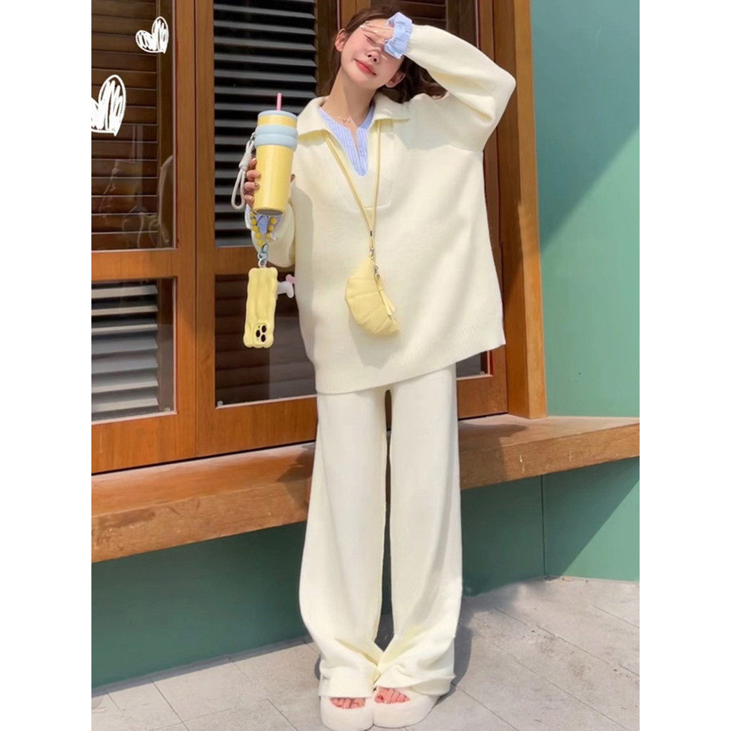 Roupa de maternidade outono inverno terno 2025 novo estilo falso duas peças costura camisa camisola terno de duas peças 