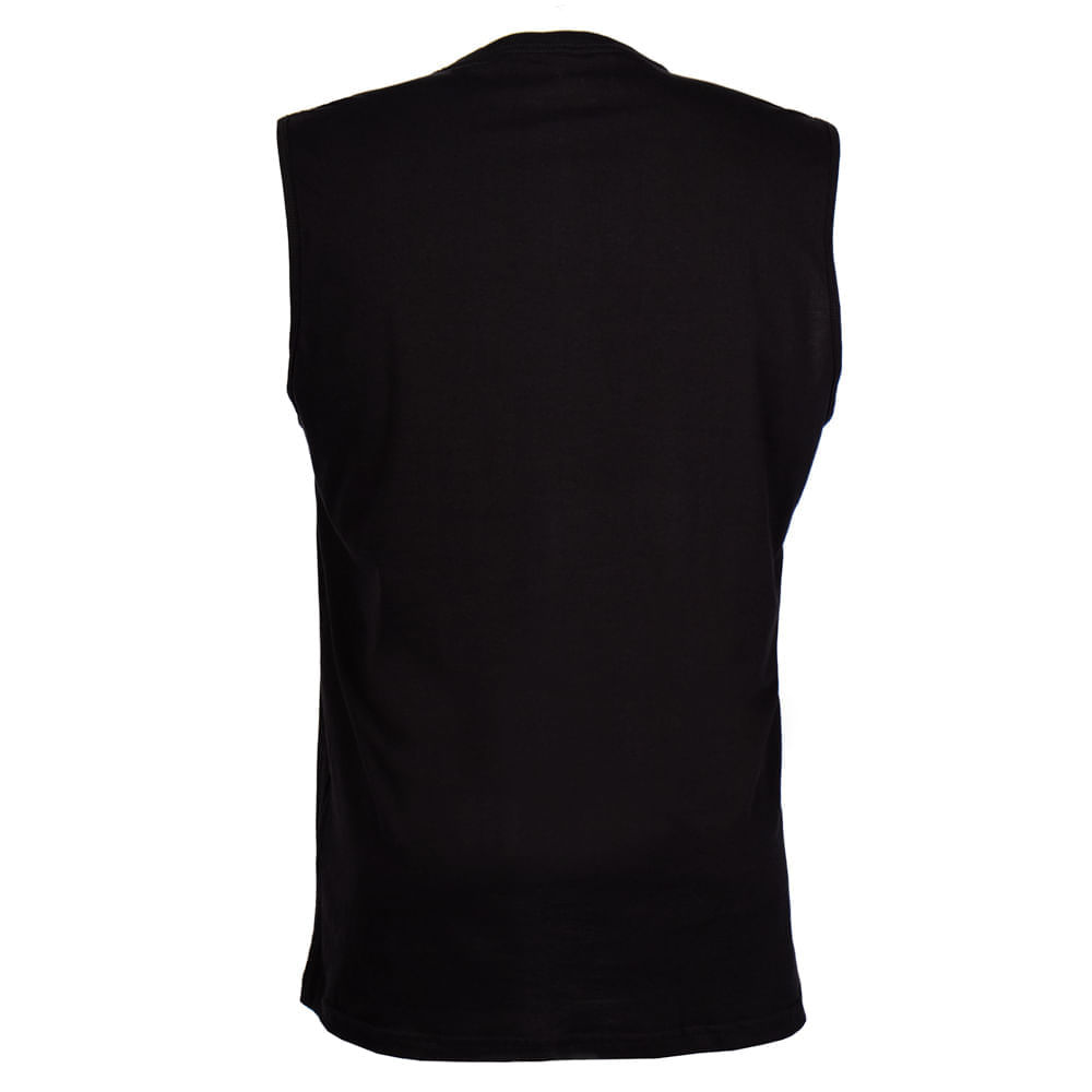 Detalhes do Regata Masculina Gangster Plus Size Básica Logo Relevo Preto