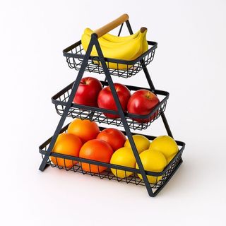Fruteira De Mesa 3 Andares Organizador De Frutas Cesto Metal Aramado Multiuso Frutas Legu…