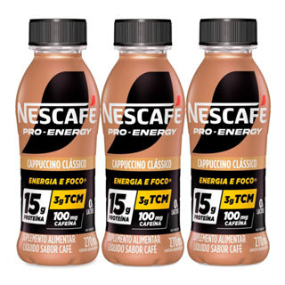 Kit 3 Suplemento Alimentar Nescafé Pro-Energy 15g Proteína Cappuccino Clássico 270ml em Oferta na Shopee