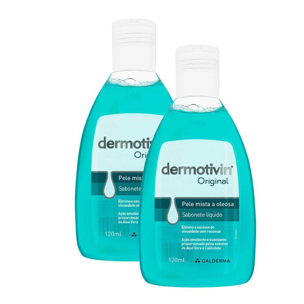 Kit 2 Dermotivin Original Sabonete Líquido para Pele Mista ou Oleosa 120ml em Oferta na Shopee