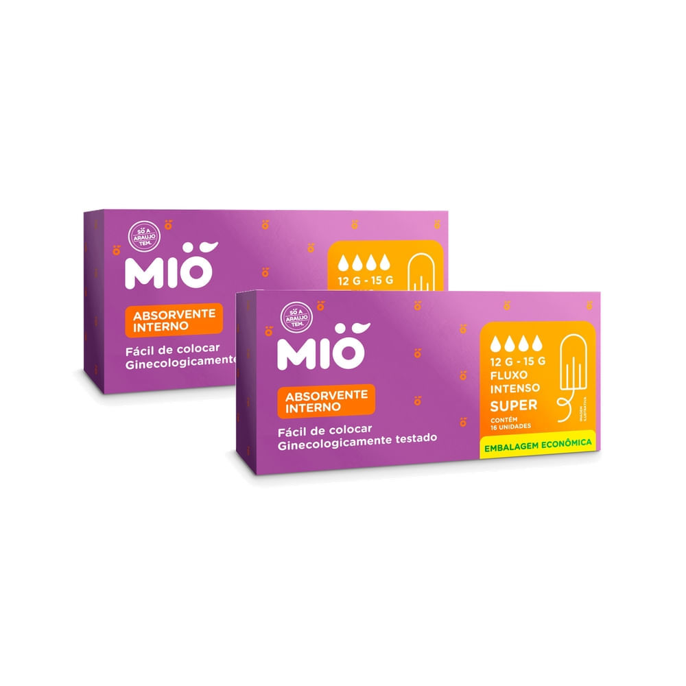 Kit 2 Absorvente Interno Mió Super Fluxo Intenso 16 Unidades em Oferta na Shopee