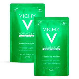Kit 2 Normaderm Vichy Gel de Limpeza Profunda Facial Refil 240g em Oferta na Shopee