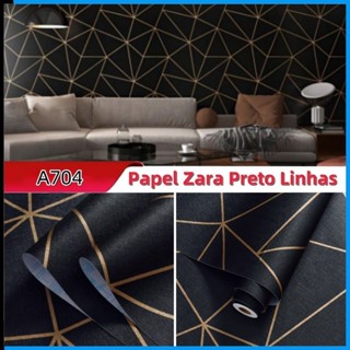 Papel de parede Zara Preto e Dourado Geometrico Moderno 5 Metros x 45cm Triangulo Sala, Quarto em Oferta na Shopee