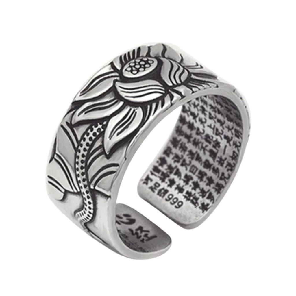Anel Regulável Flor De Lótus Sorte Riqueza Proteção Aço Inox Espiritualidade Pureza Yoga Meditação em Oferta na Shopee