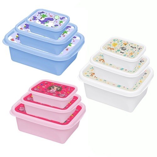 Kit 3 Potes 220ml 420ml 750ml com Desenho Criança Marmita BPA Free Jaguar em Oferta na Shopee