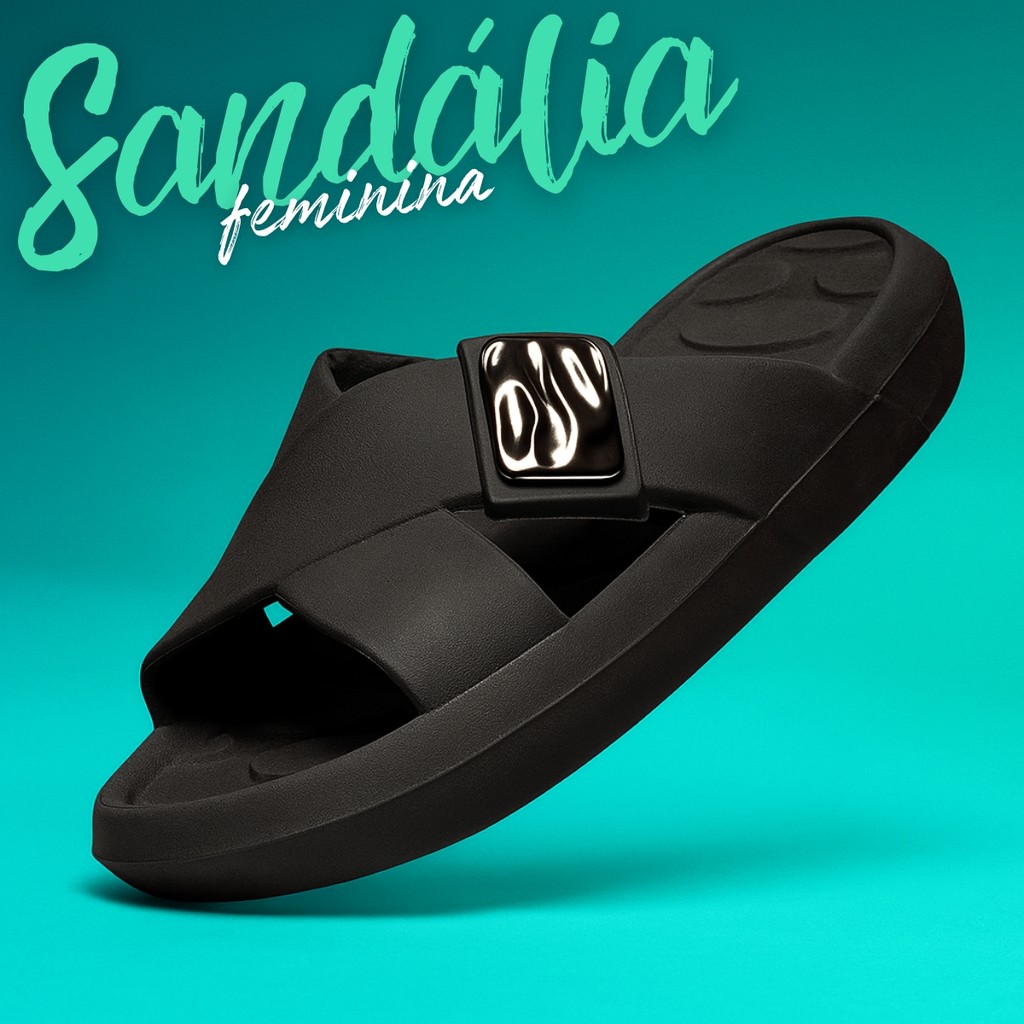 Sandália Feminina Papete Tendência Confortável e Antiderrapante Para O Verão - Gold