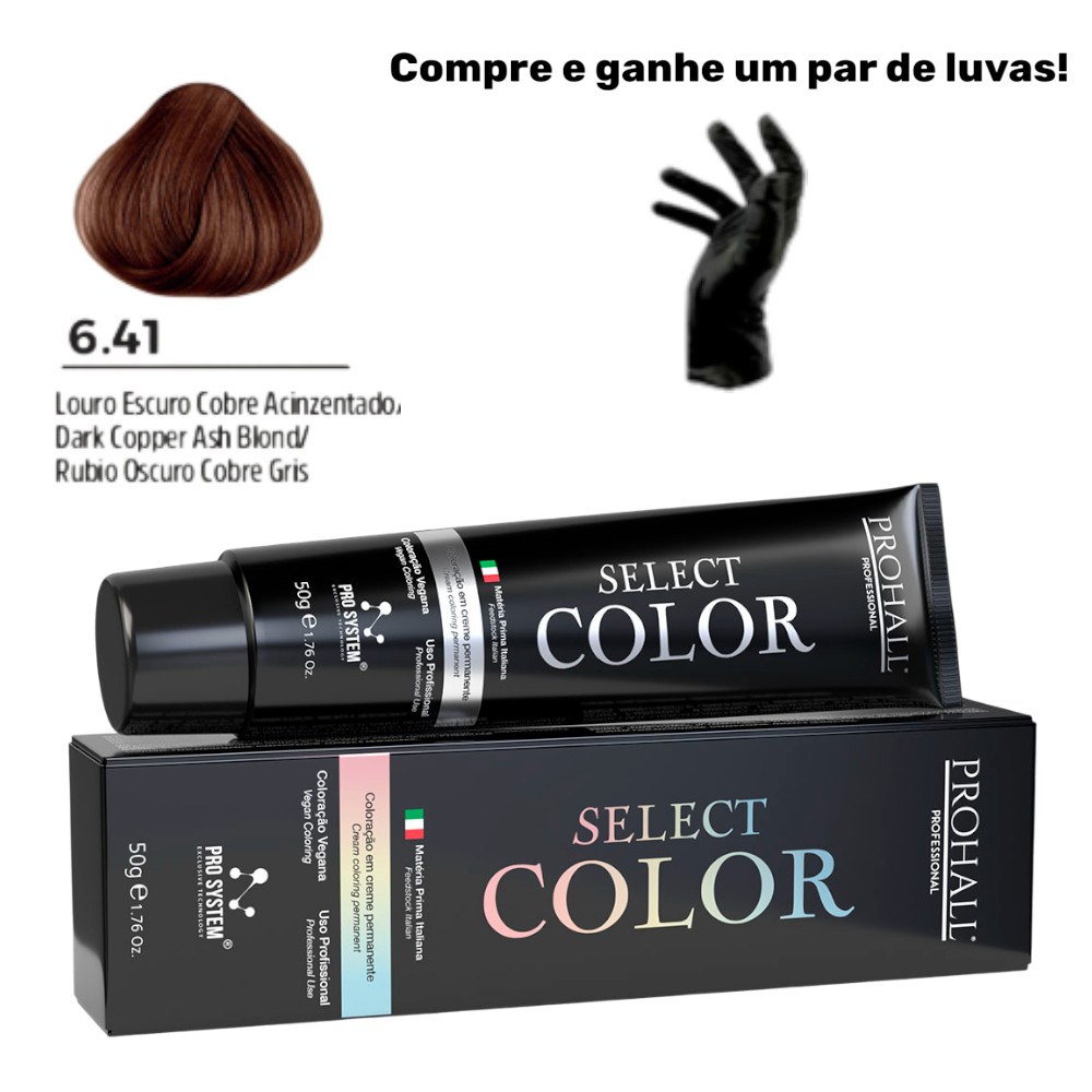 Coloração Permanente Select Color Nº6.41 Louro Escuro Cobre Acinzentado Prohall 50g