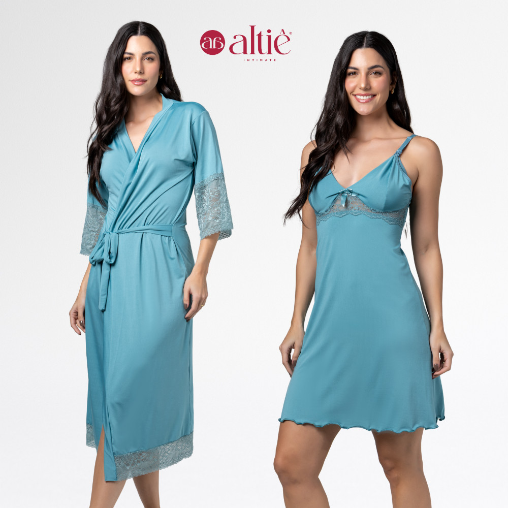 Kit Robe Longo com Camisola Curta Amamentação Feminina Conforto e Elegância em Oferta na Shopee