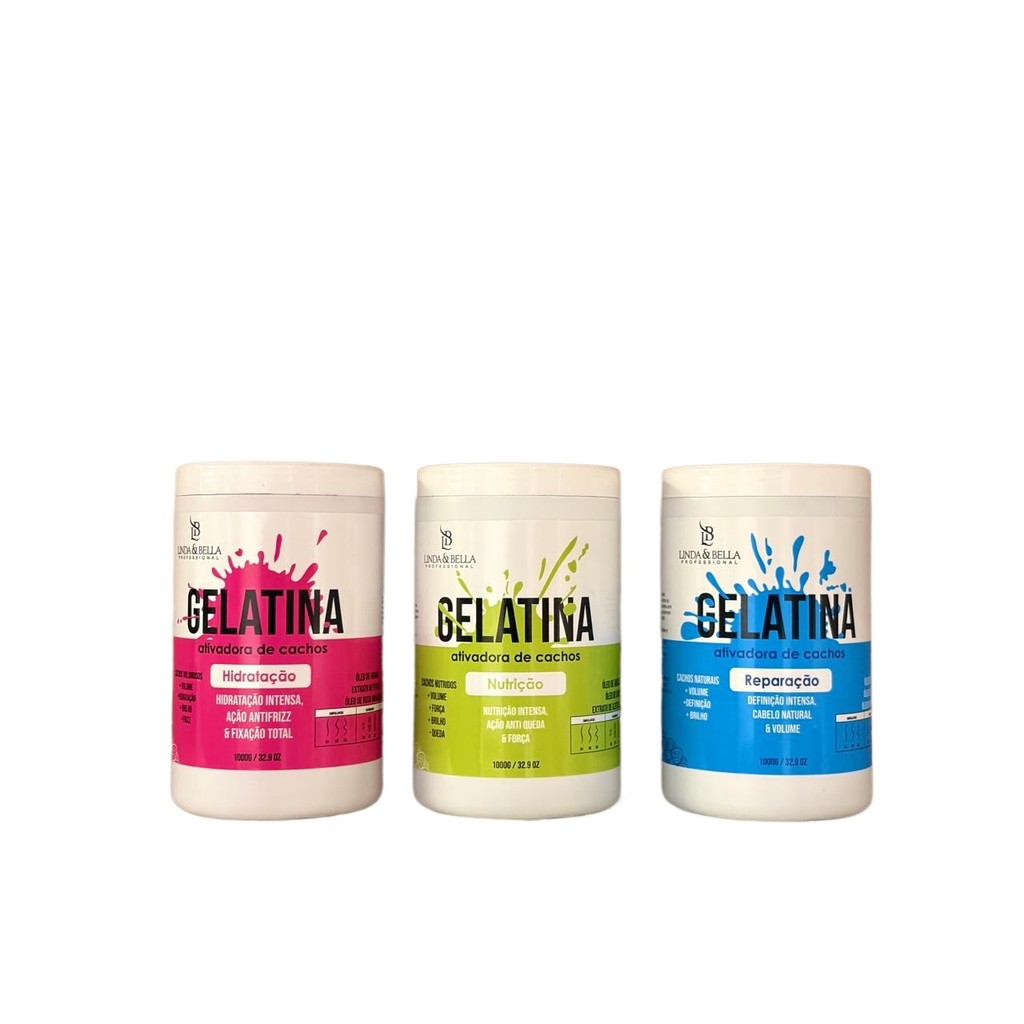 Gelatina Ativadora De Cachos 1Kg Linda&Bella Reparação Cachos Transição
