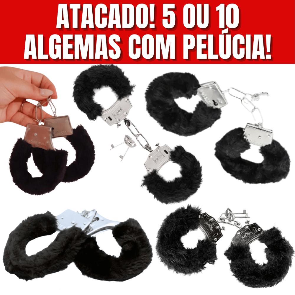 Kit Algemas 5/10 Algemas de Pelúcia BDSM Dominação Casal Sex Shop