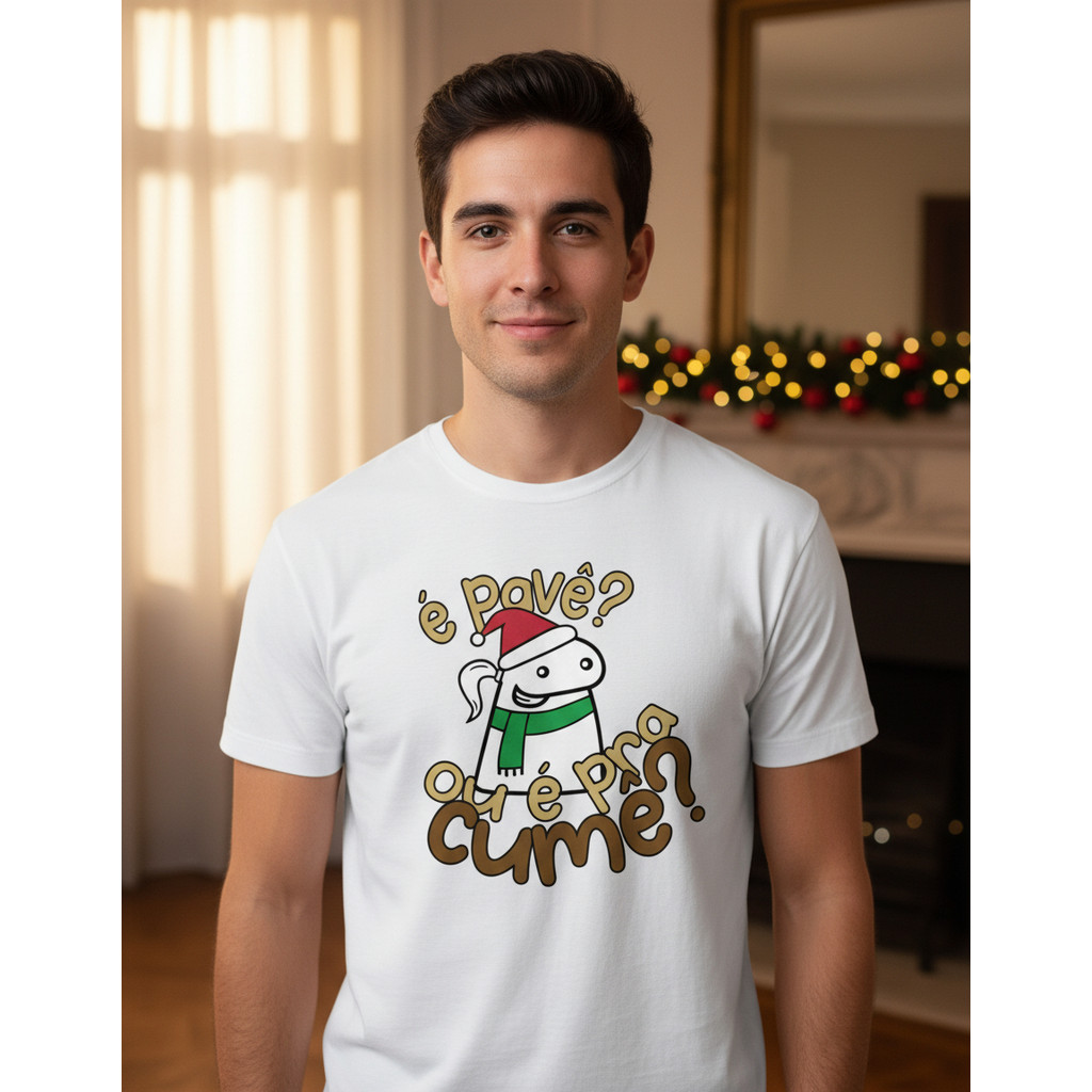 Camiseta Natal Frase Engraçada Algodão Pavê Ou Pra Cume
