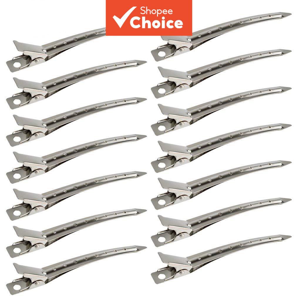 12 PCS Clipes de Cabelo Metálicos com Bico de Pato - Ideal para Cachos Longos e Espessos, Uso em Salão. em Oferta na Shopee