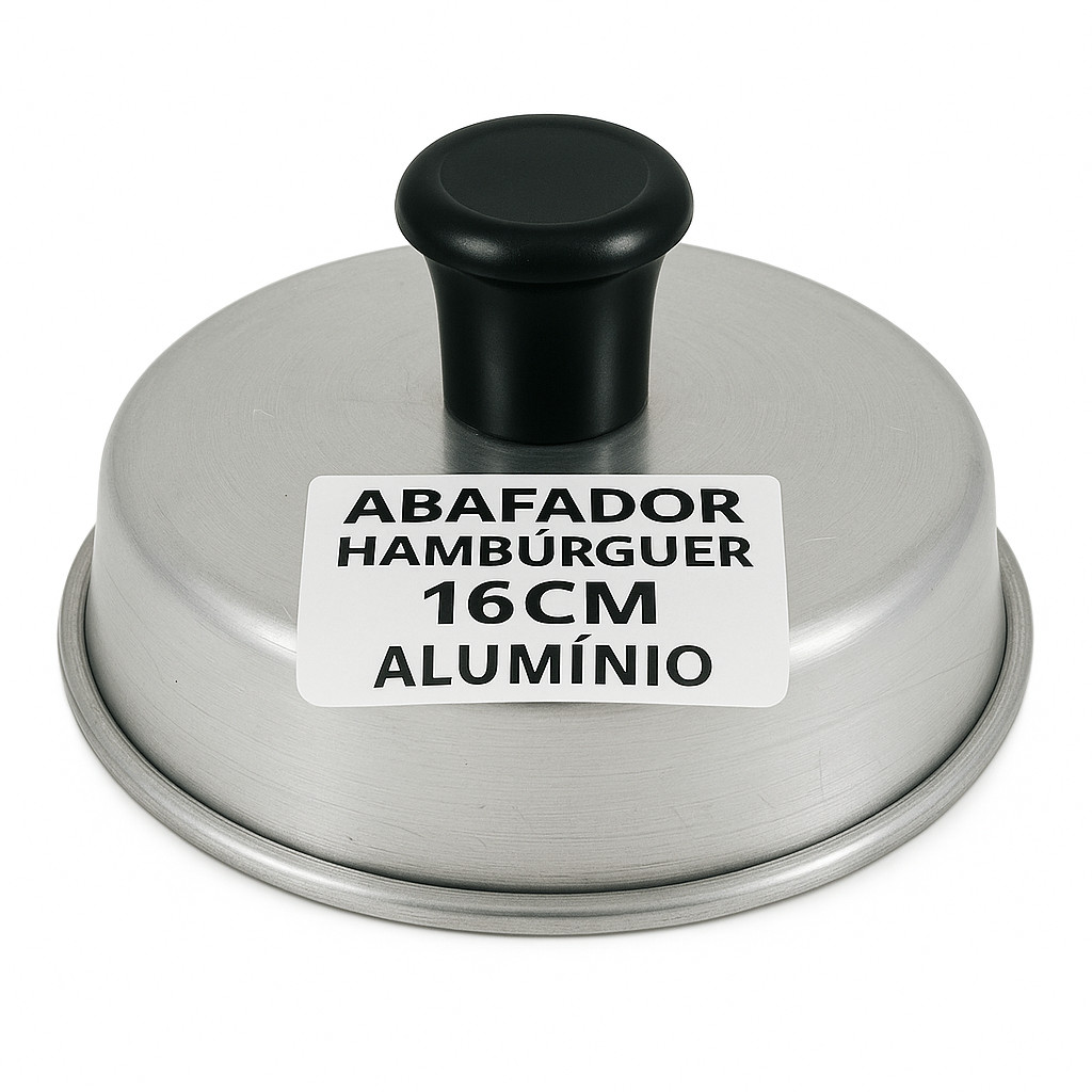 Abafador de Hambúrguer 16 cm Alumínio – Ideal para Chapas, Lanches e Cozinhas Profissionais