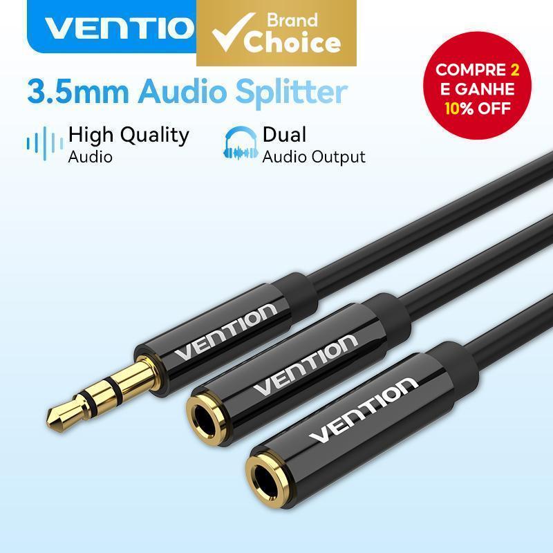 Vention Adaptador Divisor De Cabo De Fone De Ouvido Conector De 2 Furos De 3.5 Mm Para IPhone/PS4/switch