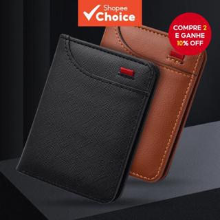 Carteira Masculina Bifold Ultra Fina - Porta Cartão Minimalista Slim com Janela para RG em Oferta na Shopee