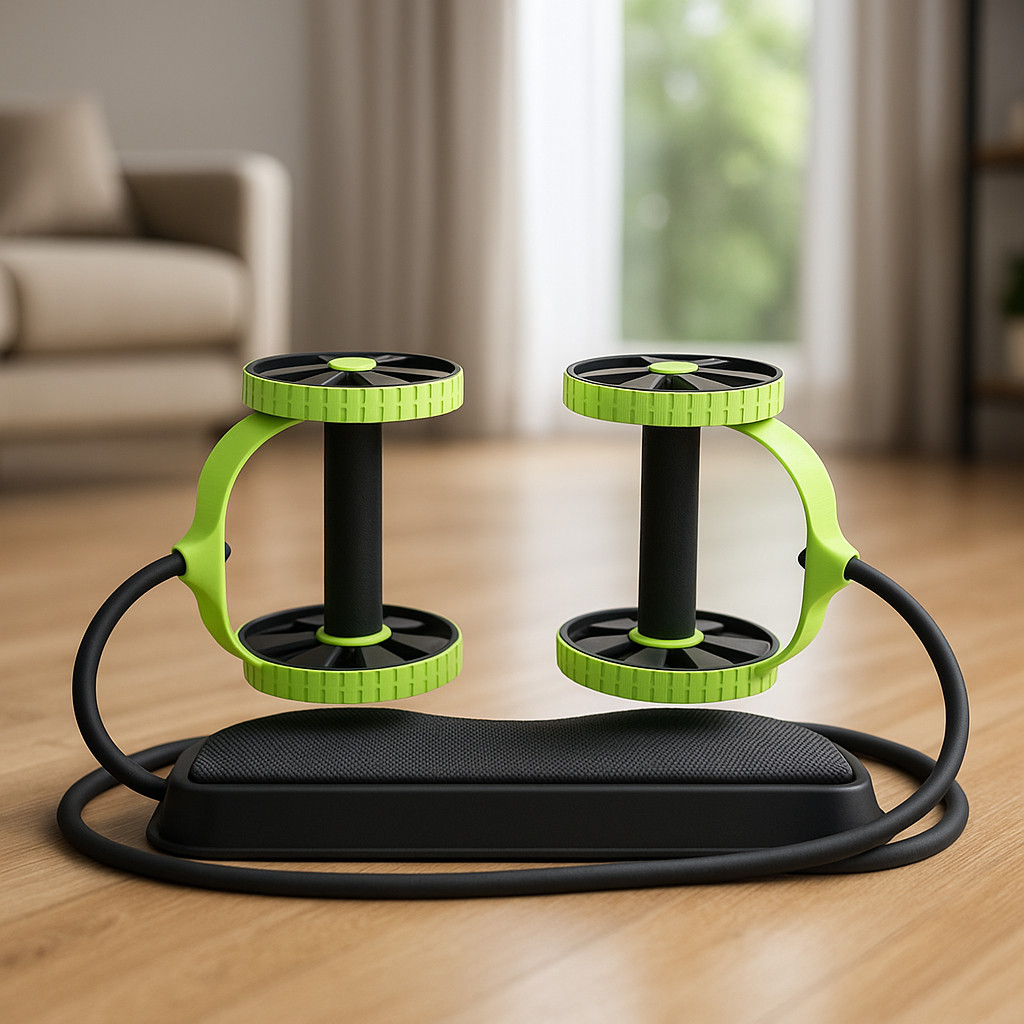Roda Abdominal com Elástico Tensão Aparelho Ginástica Portátil Treino Completo Casa Revoflex Fitness