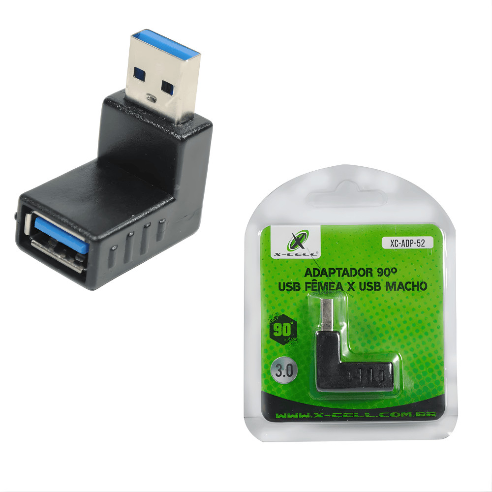 Adaptador USB 3.0 90° fêmea e macho XC-ADP-52 X-Cell