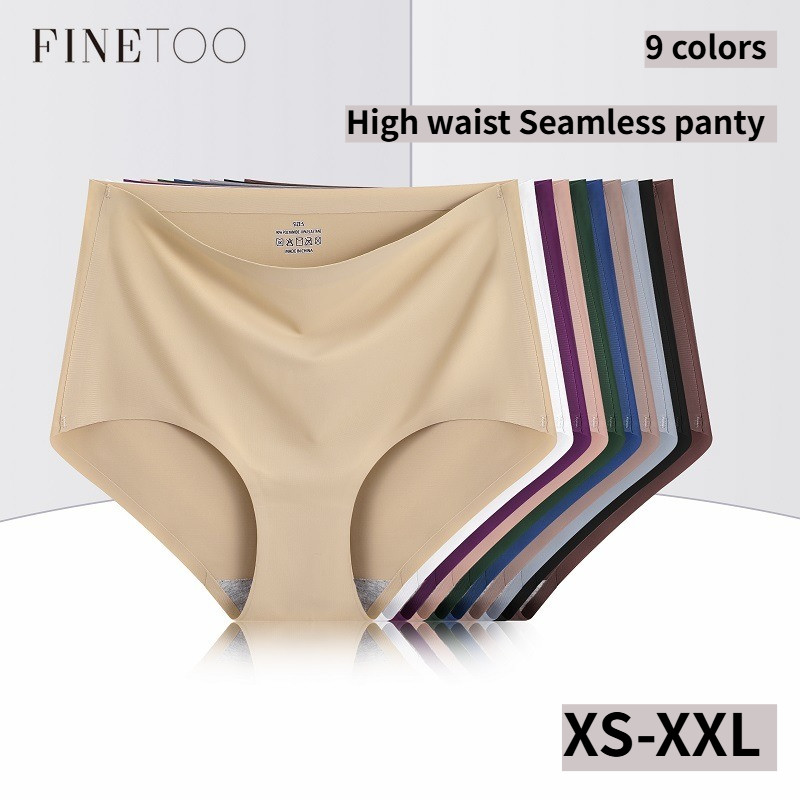 FINETOO 9 Cor Sólida Sem Costura Calcinha De Cintura Alta Para Mulher XS-XXL Cuecas Elásticas Altas Femininas Lingerie M em Oferta na Shopee
