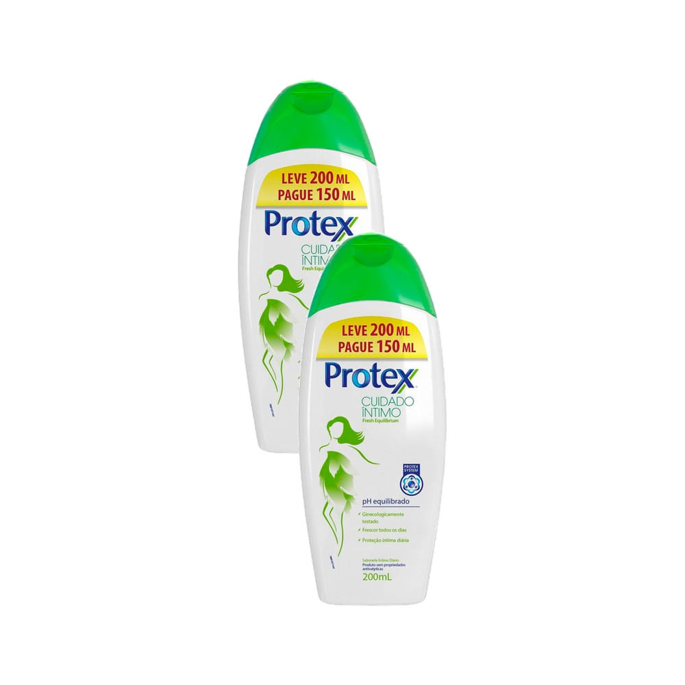 Kit 2 Sabonete Íntimo Protex Cuidado íntimo Fresh Equilibrium Leve 200ml Pague 150ml em Oferta na Shopee