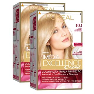 Kit 2 Tintura Creme Imédia Excellence L'oréal Louro Claríssimo Acinzentado 10.1 Kit em Oferta na Shopee
