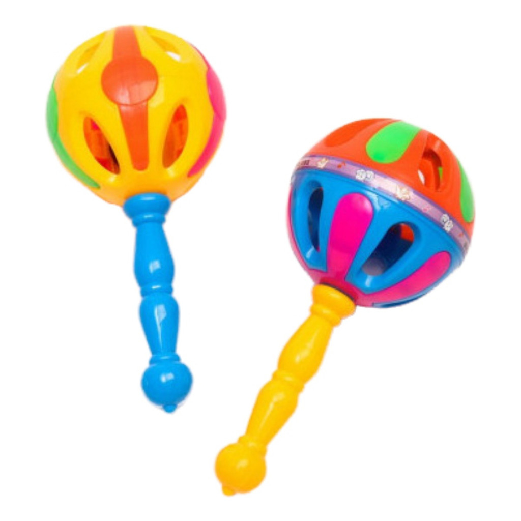 2 Maraca Chocalho Guizo Brinquedo Bebê Estímulo Sensorial