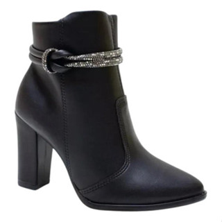 Bota Beira Rio Preto Casual Feminina Salto Alto Brilho em Oferta na Shopee