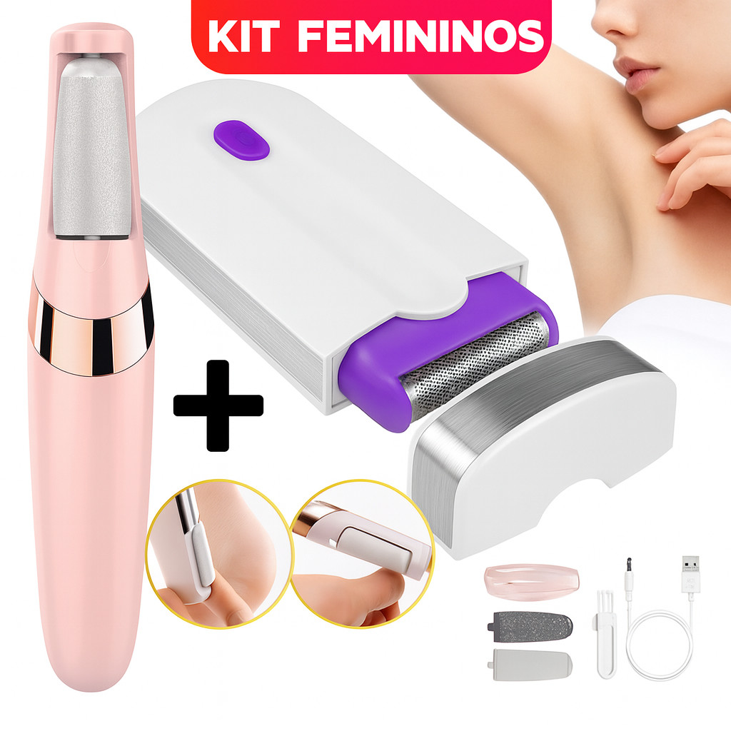 Kit Beleza Feminina 2 em 1 – Lixador Elétrico para Pés + Depilador sem Fio, Pele Lisa e Macia em Minutos