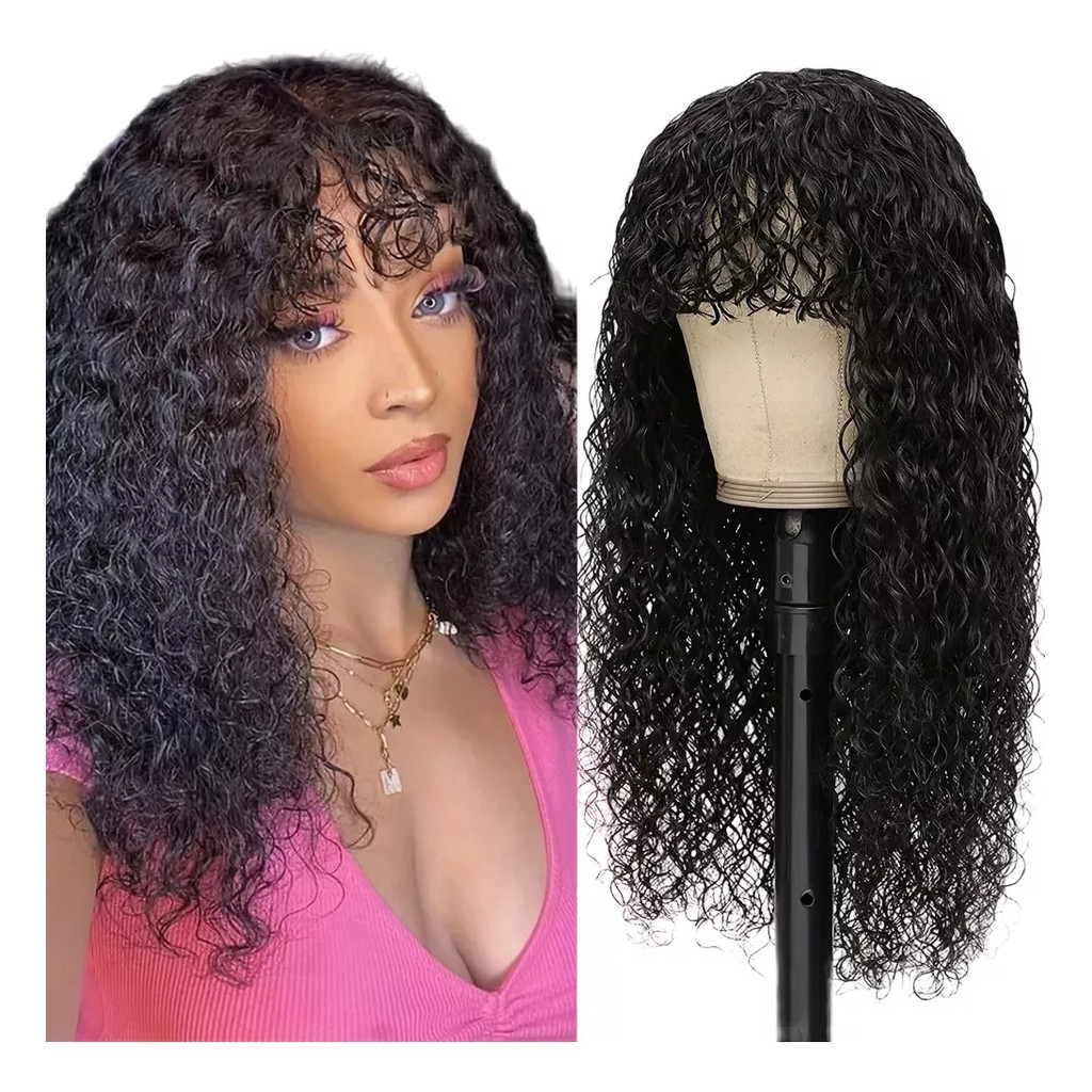 Peruca Cachos Franja Cabelo 100% Humano Natural Brasileiro cacheada Nacional Virgem Fronte Lace