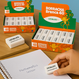 Kit Borracha 40 Leo&Leo 40 e 80 Unidades Apaga Fácil Escolar Escritório Estudante Papelaria Alta Qualidade em Oferta na Shopee