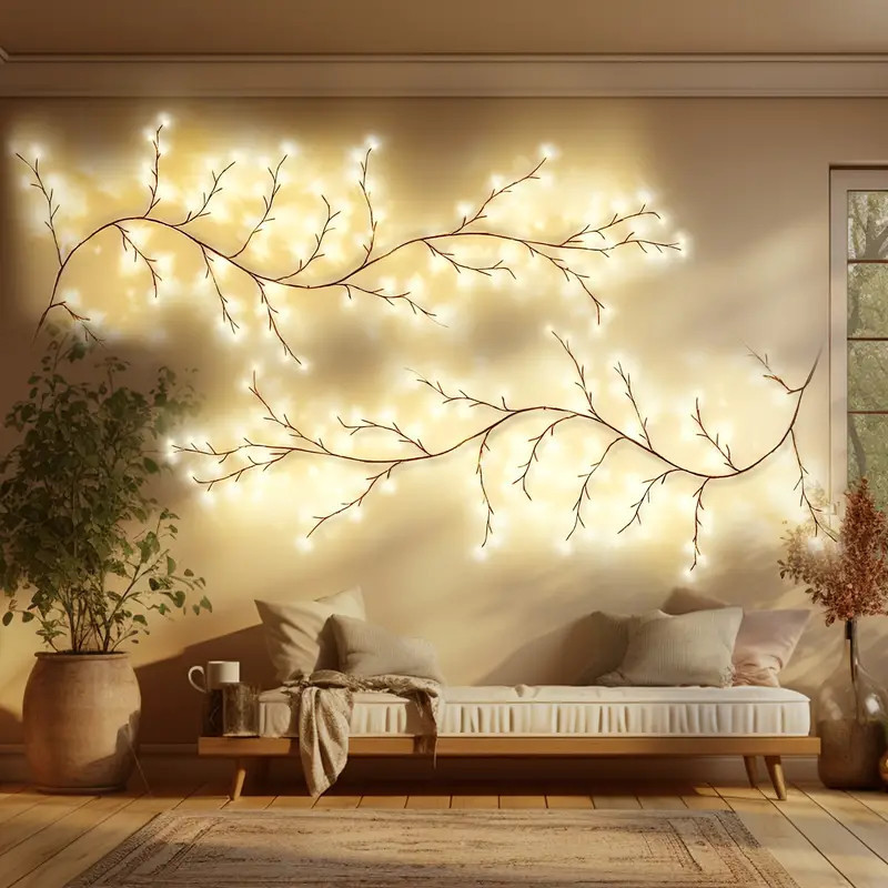 Lâmpada de Videira LED Pode Ser Dobrada para Decoração de Parede Atmosfera Colorida em Casa e Pátio